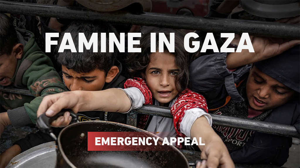 Children reaching for food supplies