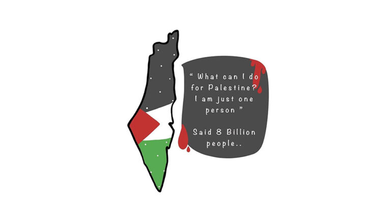 Map of Palestine with the quote: What can I do for Palestine? I am just one person