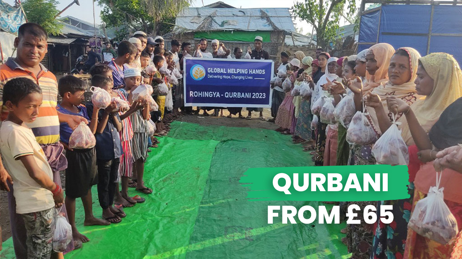 Rohingya Rohingya refugees receiving Qurbani meat during humanitarian relief efforts
