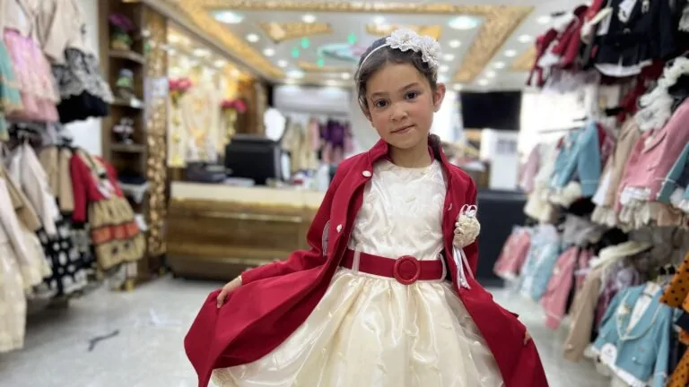 Syrian refugee children in new Eid clothes from GHH
