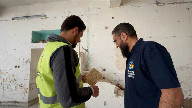 Interior or exterior view of Al Hajjaj Mosque needing urgent maintenance