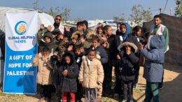Aid workers distributing essential supplies as gift of hope for Palestine