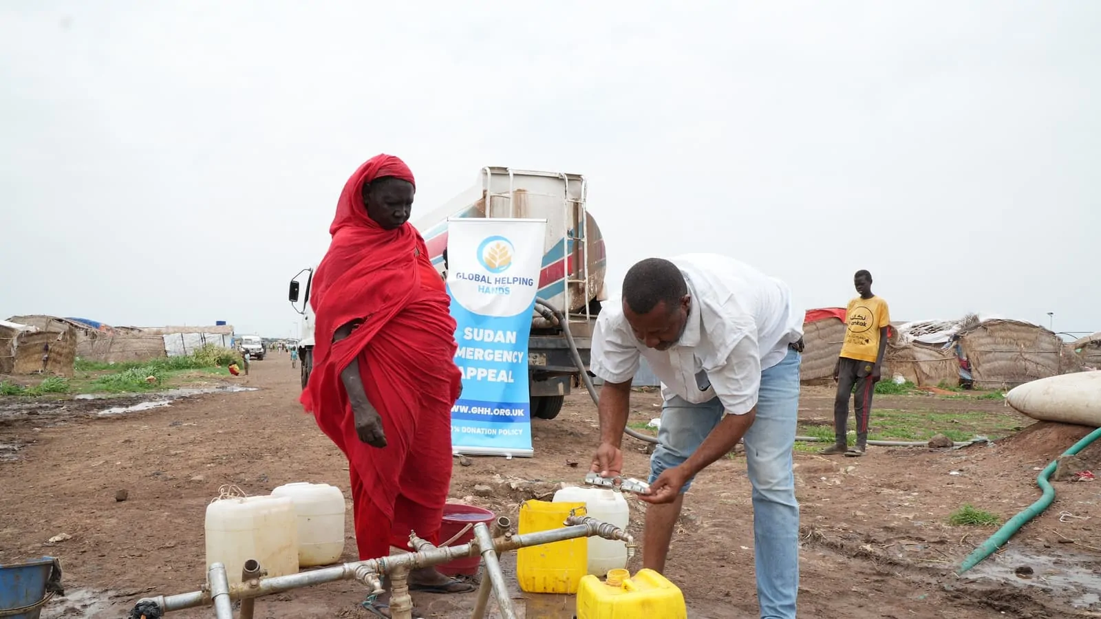 Clean water delivery for families in Sudan
