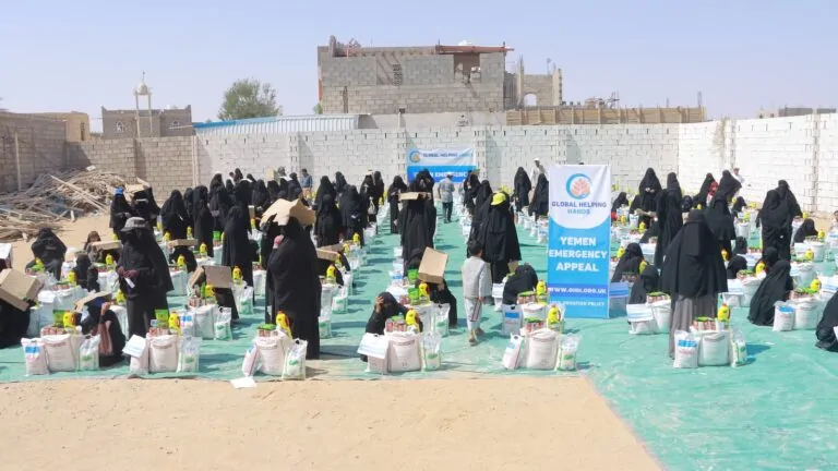 GHH food parcels laid out for families in Yemen